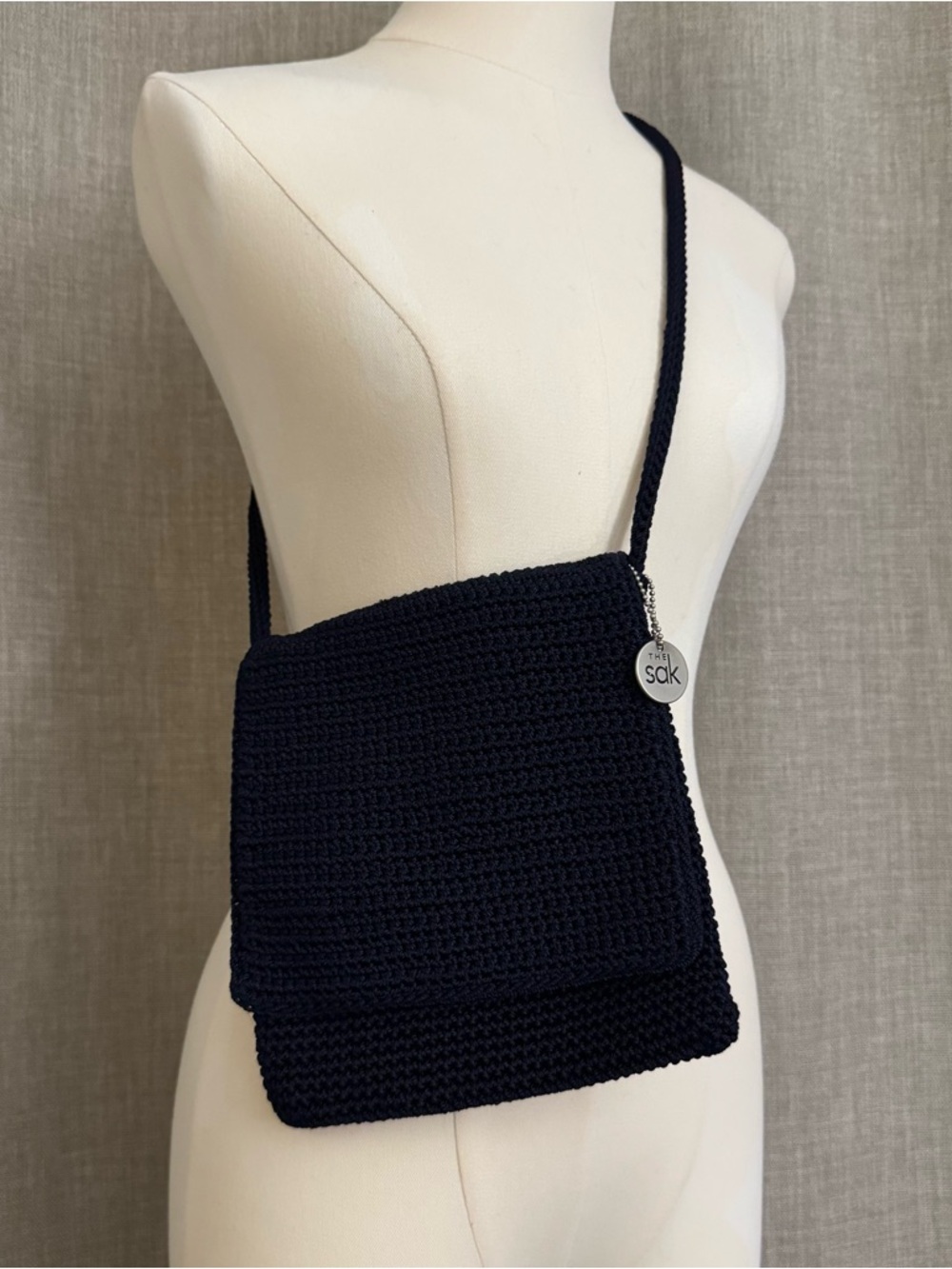 The Sak Navy Crochet Crossbody Bag – Woven Boho Style